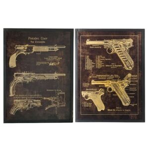 2 kovové obrazy pistole black Pistols - 60*3,5*80 cm J-Line by Jolipa
