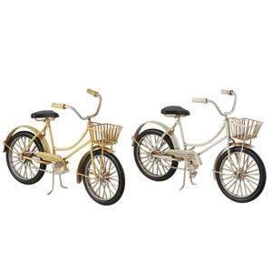 2ks béžový a žlutý antik kovový retro model kola Womens Bike - 23*8*12 cm J-Line by Jolipa