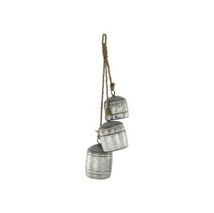 3ks závěsný plechový zinkový zvonek na laně - Ø 11*16/ Ø 13*17/ Ø 12*20 *70cm Chic Antique