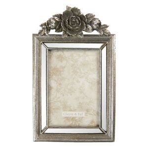 Antik stříbrný fotorámeček s dekorací květiny - 15*3*25 cm / 10*15 cm