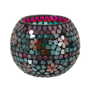 Barevný skleněný svícen na čajovou svíčku Mosaic - Ø17,5*13,5cm