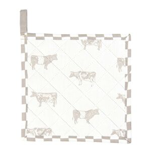 Bavlněná podložka/chňapka s béžovým potiskem Life with Cows - 20*20 cm