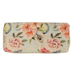 Béžová peněženka s barevnými květy - 19*10 cm