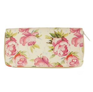 Béžová peněženka s květy - 19*10 cm