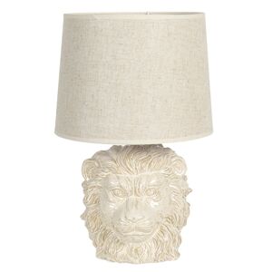 Béžová stolní lampa s hlavou lva - Ø 30*49 cm E27/max 1*60W