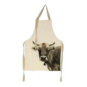 Béžová zástěra s motivem švýcarské krávy - 83*61*0,3cm