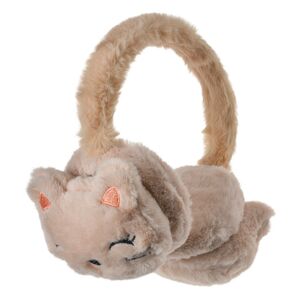 Béžové chlupaté dětské klapky na uši ve tvaru kočičky  Clayre & Eef