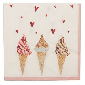 Béžové papírové ubrousky se zmrzlinou Frosty And Sweet  - 33*33 cm (20ks) Clayre & Eef