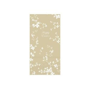 Béžové velikonoční papírové ubrousky s kvítky Happy Easter - 33*33/20*10cm (16ks) Chic Antique