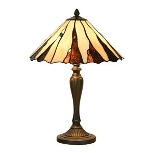 Béžovo-hnědá stolní lampa Tiffany Titto - Ø 36*60 cm E14/max 2*40W Clayre & Eef