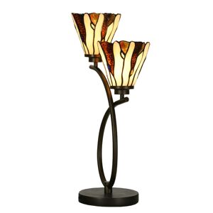 Béžovo-hnědá stolní lampa Tiffany Titto se 2květy - 46*28*63 cm E14/max 2*40W Clayre & Eef