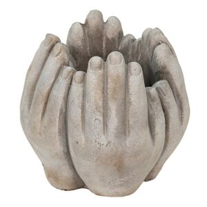 Béžovo-šedý cementový květináč přiložených rukou Hania S - 15*15*17 cm Clayre & Eef