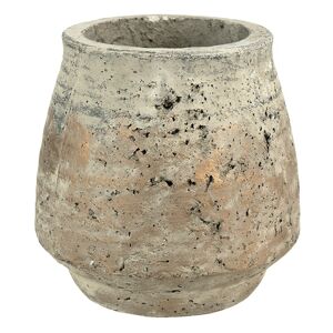 Béžovo-hnědý cementový květináč s patinou Mosse - Ø 19*18 cm Clayre & Eef