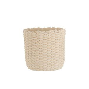 Béžový cementový květináč imitace lana L - 30,5*30*28,5 cm