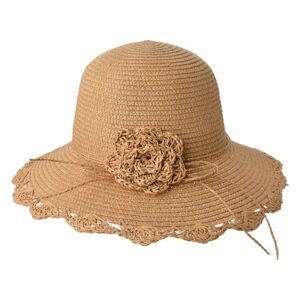 Béžový dámský klobouk s květinou - Ø58 cm