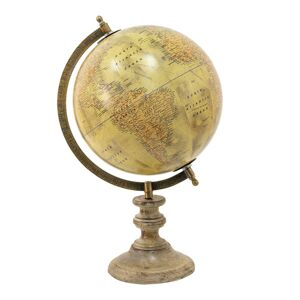 Béžový dekorativní glóbus na dřevěném podstavci Globe - 22*22*37 cm Clayre & Eef