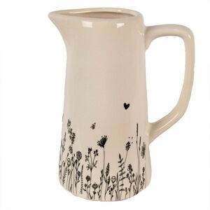 Béžový keramický džbán s lučními květy Flora And Fauna M - 16*11*20 cm Clayre & Eef