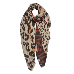 Béžový šátek s leopardím vzorem - 85*180 cm Clayre & Eef