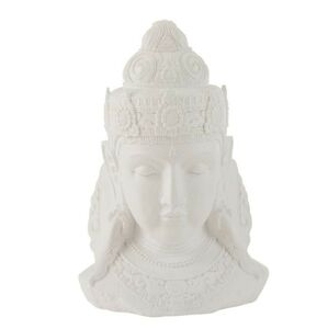 Bílá dekorace hlava Buddha - 29*21*43 cm