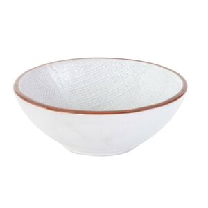 Bílá keramická miska s barevnou linkou - Ø 17*6 cm