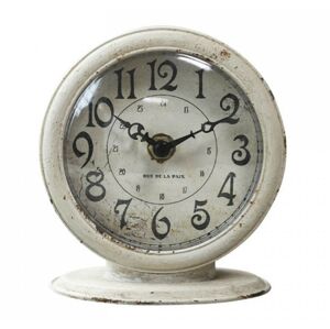 Bílé antik stolní hodiny Rue de la Paix – 12*6*13 cm / 1*AA Chic Antique