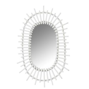 Bílé bambusové nástěnné zrcadlo -  30*2*50cm