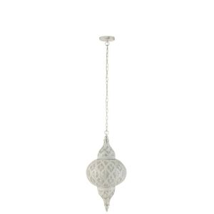Bílé kovové závěsné světlo/lustr Oriental drop - Ø 31*133 cm