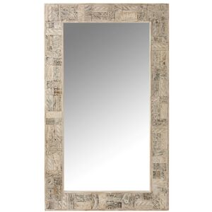 Bílé nástěnné zrcadlo z recyklovaného dřeva Adelais - 90*5*150 cm