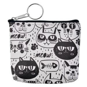 Bílo - černá peněženka s kočkami Meow - 10*8 cm