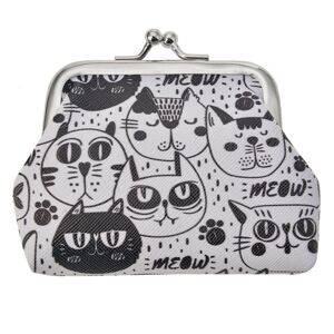Bílo - černá peněženka s kočkami Meow - 7*9 cm