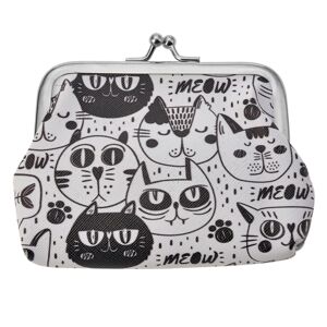 Bílo - černá peněženka s kočkami Meow - 8*12 cm