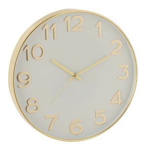 Bílo-zlaté plastové hodiny se zlatými čísly Damio - Ø 39*4cm J-Line by Jolipa