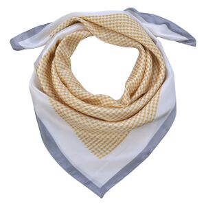 Bílo žlutý šátek se šedivým lemováním - 70*70 cm