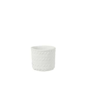 Bílý cementový květináč  -imitace tkaného květináče  M - Ø  16,5*15 cm