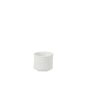 Bílý cementový květináč  -imitace tkaného květináče  S- Ø 13,5*11,5 cm