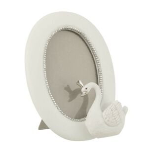 Bílý dekorativní fotorámeček s labutí - 12*15*20 cm / 10*15cm J-Line by Jolipa