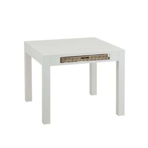 Bílý dřevěný jídelní stůl s košíky Baskety - 100*100*80 cm