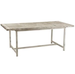 Bílý dřevěný patinovaný jídelní stůl s kovovou konstrukcí Ibiza  - 200*100*78 cm