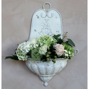 Bílý nástěnný box na květiny ve starém francouzském stylu - 41*17*54cm Chic Antique