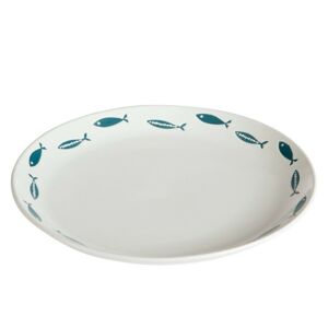 Bílý polévkový talíř s rybičkami - Ø 27,2*2 cm