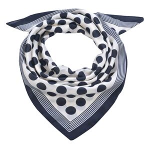 Bílý šátek s modrými puntíky a lemováním - 70*70 cm