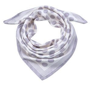 Bílý šátek s šedivým lemováním a šedými puntíky - 70*70 cm