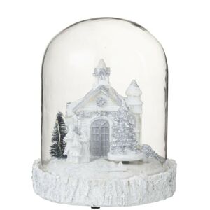 Bílý svítící vánoční domek v poklopu -  15*15*18cm