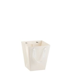 Bílý voděodolný květináč ve tvaru dárkové tašky - 22*22*25 cm