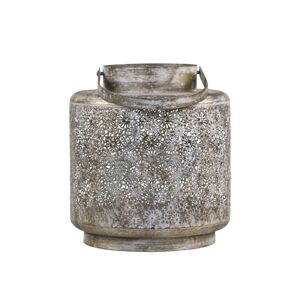 Bronzová antik kovová lucerna s kvítky Flowien - Ø22*25cm Chic Antique