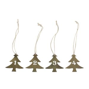 Bronzové antik kovové vánoční stromky s čísly 1-4 na svíčky - 5*6cm Chic Antique