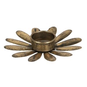 Bronzový kovový svícen na čajovou svíčku ve tvaru květu - Ø 13*2 cm