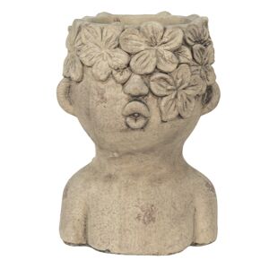 Cementový obal na květináč v designu busty s květinami Tete - 17*16*25 cm Clayre & Eef