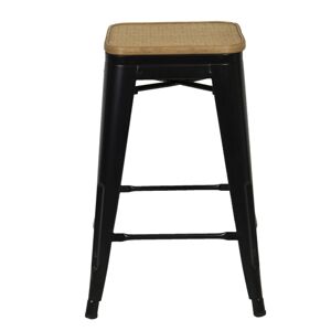 Černá barová stolička Sergio s ratanovou výpletí - 31*31*62 cm