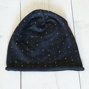 Černá bavlněná čepice s kamínky- 26*27 cm